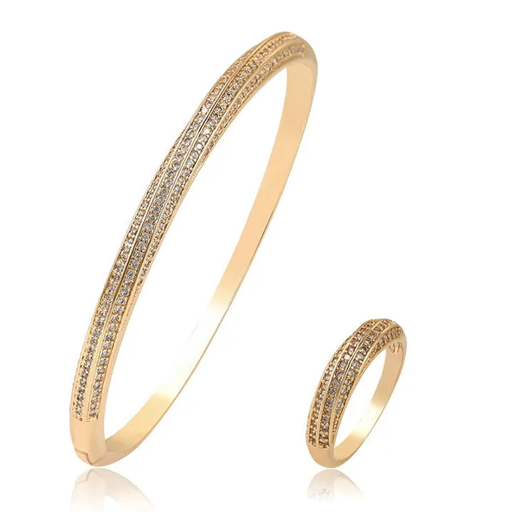 18k Gold Plated Bangle Bracelet with Matching Ring