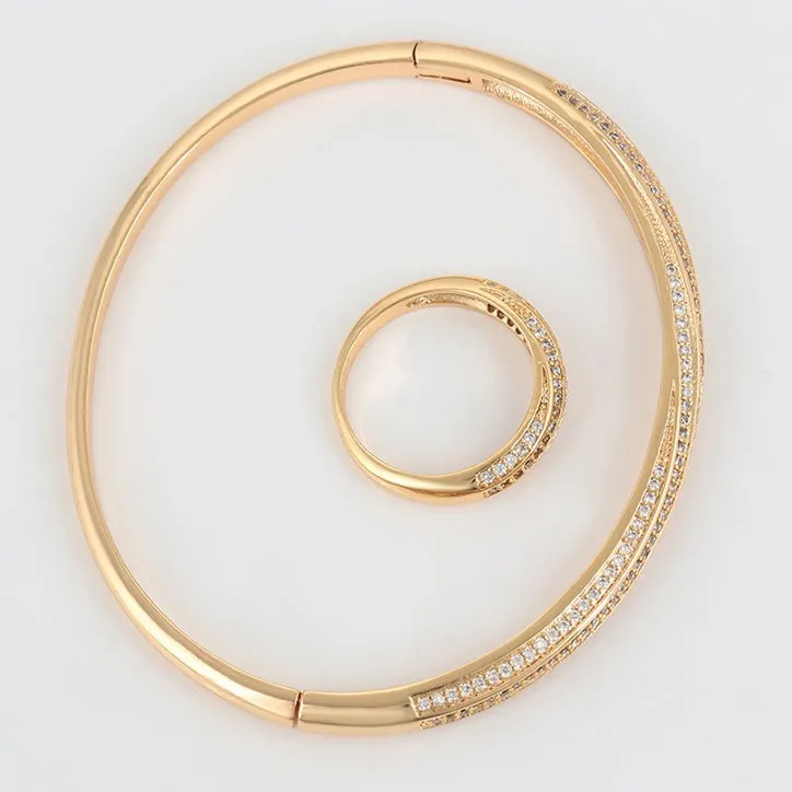 18k Gold Plated Bangle Bracelet with Matching Ring