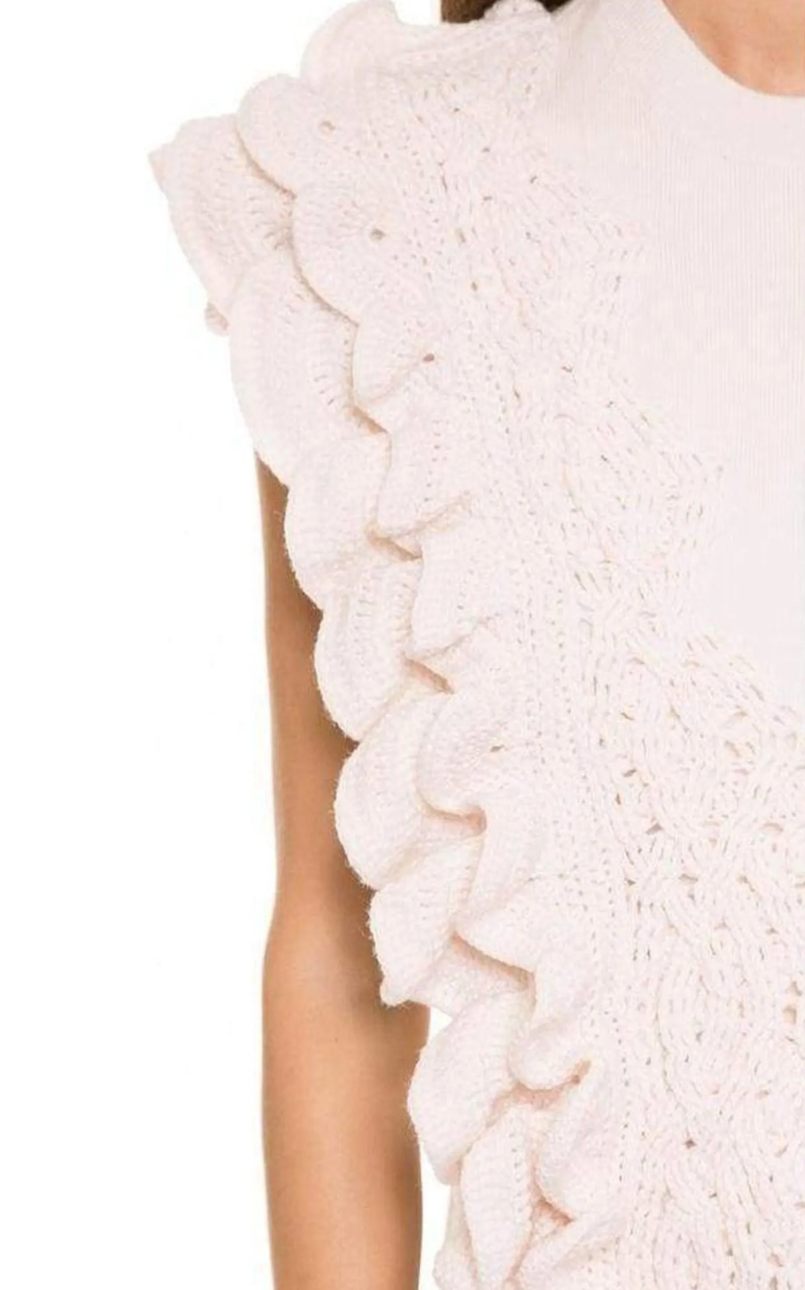 3.1 Phillip Lim  |Wool Crochet Ruffle Sleeveless Knit Sweater Vest