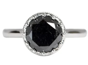 3.15ct Black Diamond in Basket Diamond Accent 14K Gold Engagement Ring R6340