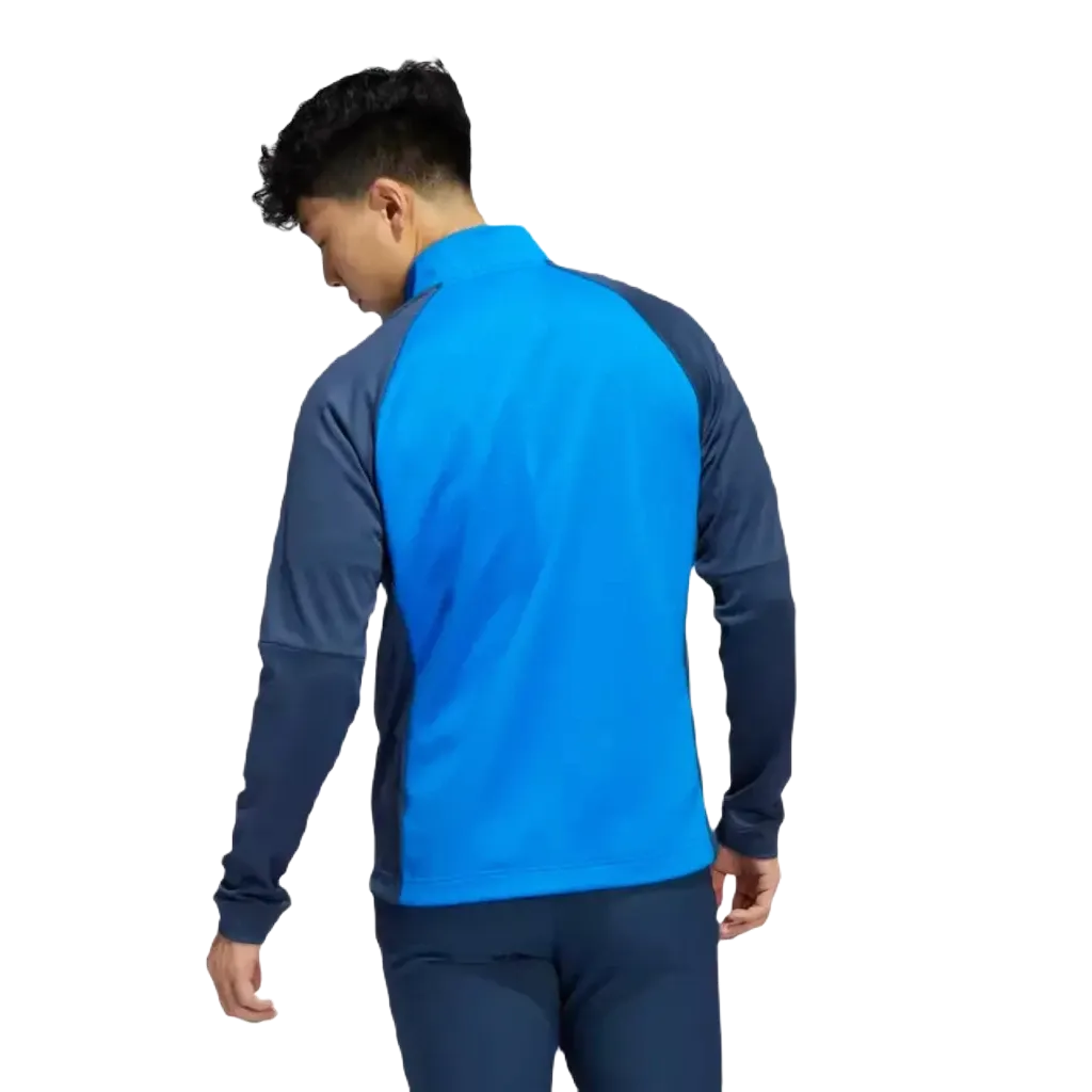 Adidas Colorblock Men's Quarter-Zip Pullover - Blue