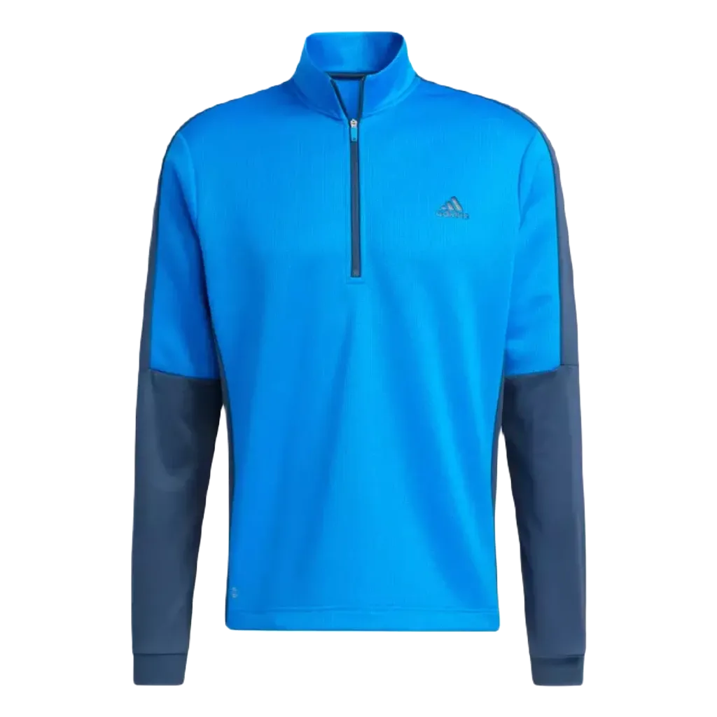 Adidas Colorblock Men's Quarter-Zip Pullover - Blue