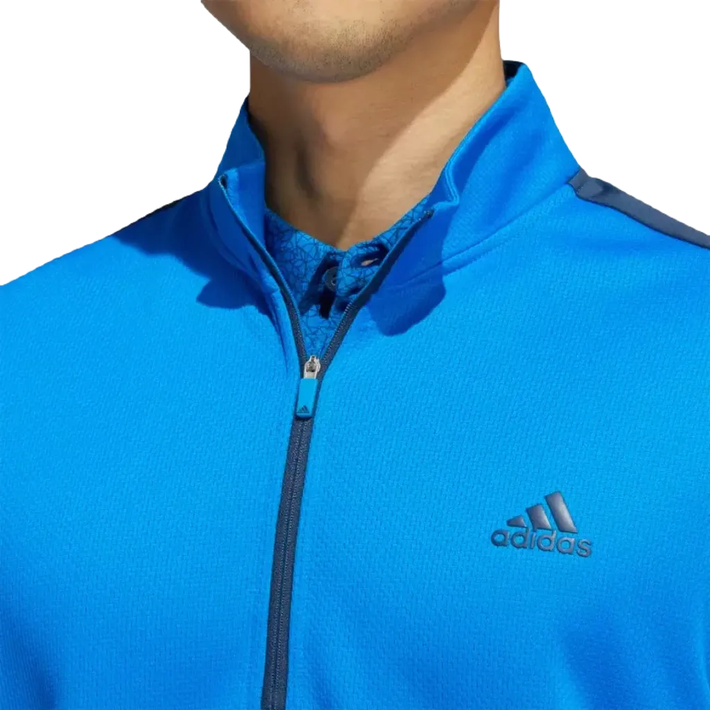 Adidas Colorblock Men's Quarter-Zip Pullover - Blue