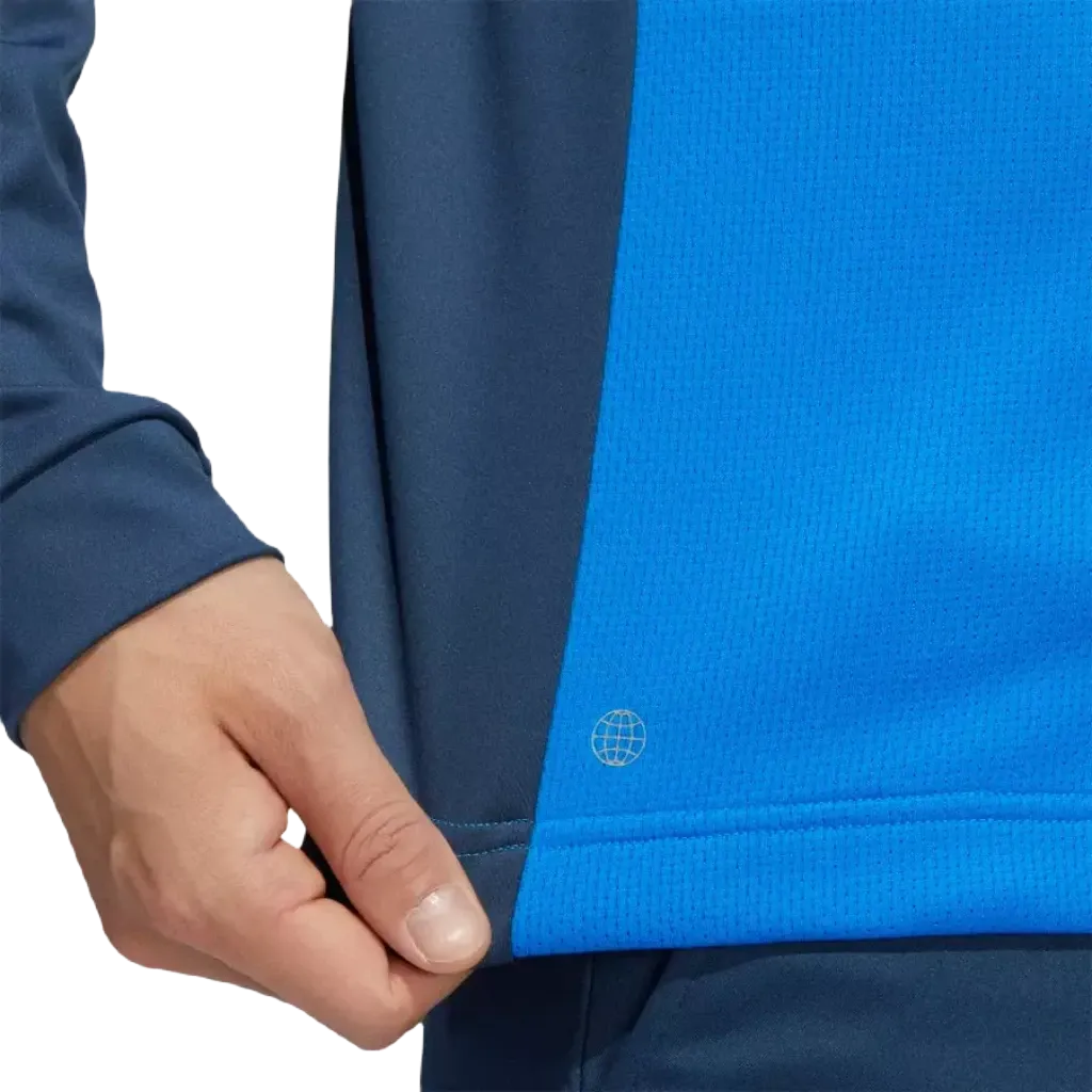 Adidas Colorblock Men's Quarter-Zip Pullover - Blue