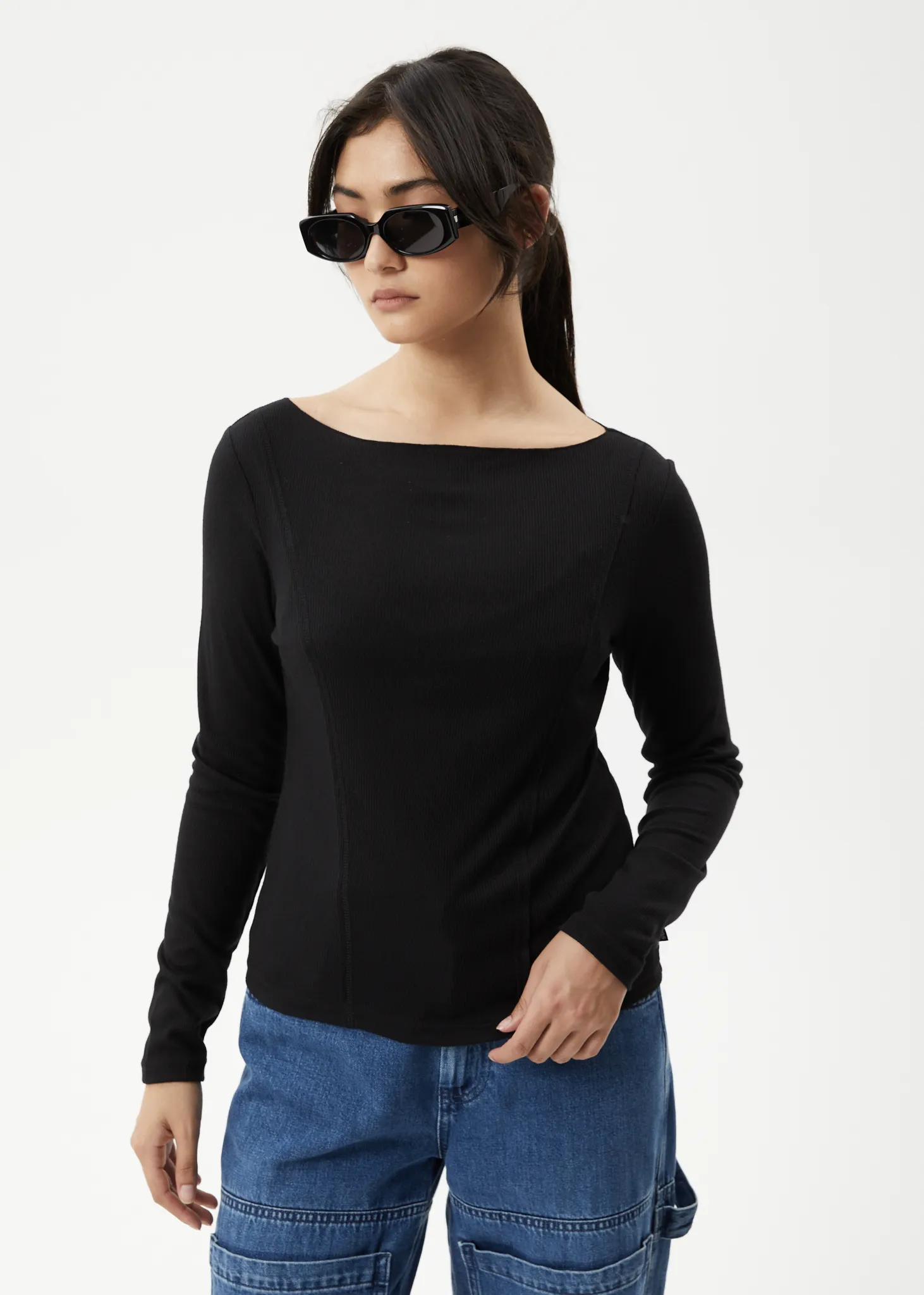 AFENDS Womens Mirage Bamboo - Sheer Long Sleeve Top - Black