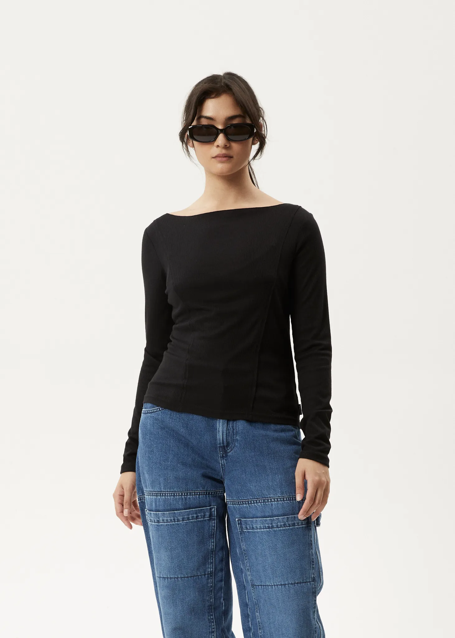 AFENDS Womens Mirage Bamboo - Sheer Long Sleeve Top - Black