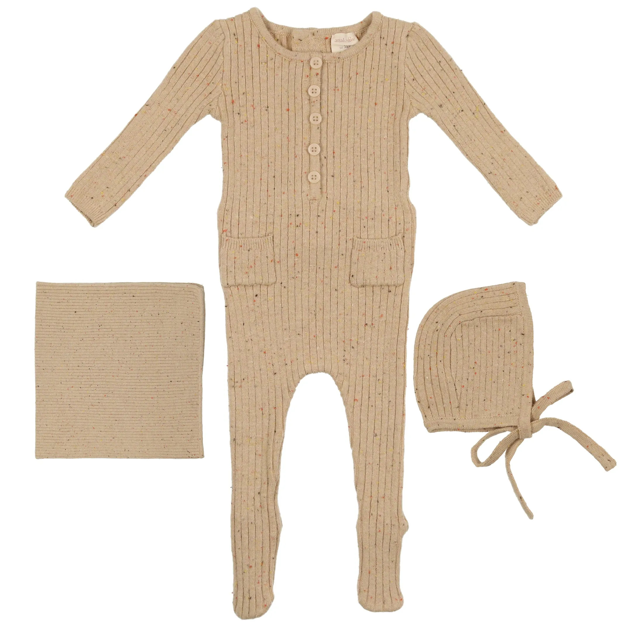 Analogie by Lil Legs Toffee Knit Boys Layette Set