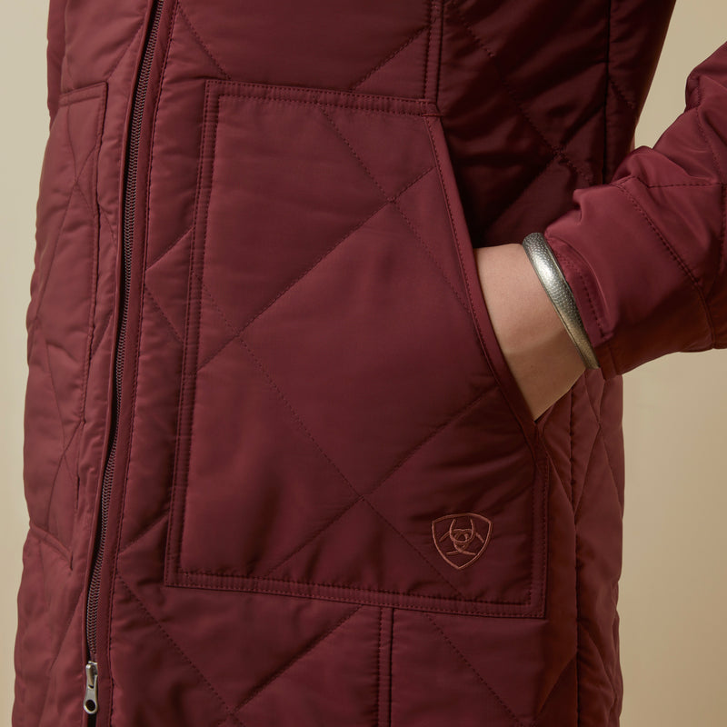 'Ariat' Women's Quilted Reversible Jacket - Tawny Port