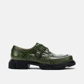 Atlas Green Croc Leather Derbys