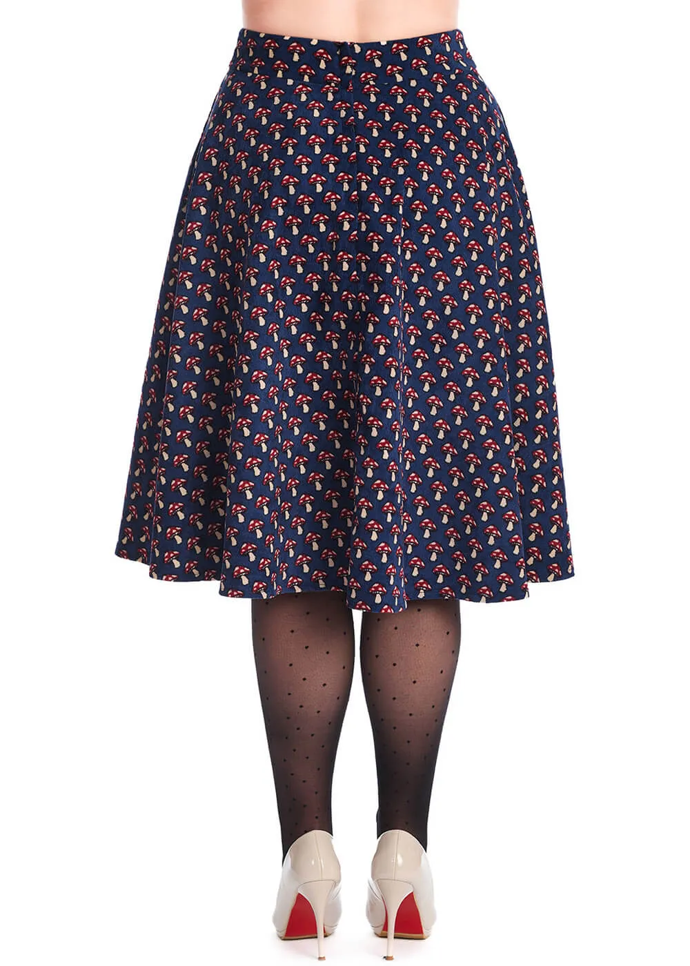 Banned Mushroom Adventures 50's Swing Skirt Blue