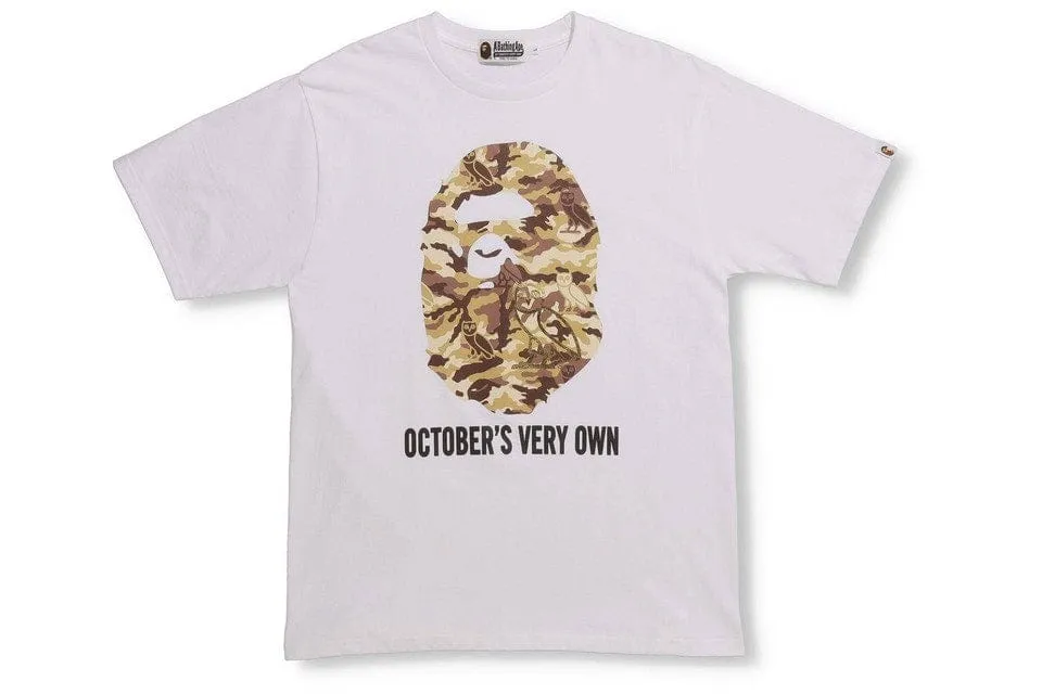 BAPE X OVO WOODLAND CAMO APE HEAD T-SHIRT WHITE