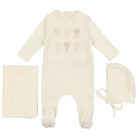 Bee & Dee Ivory Hot Air Balloon Print Collection Layette Set