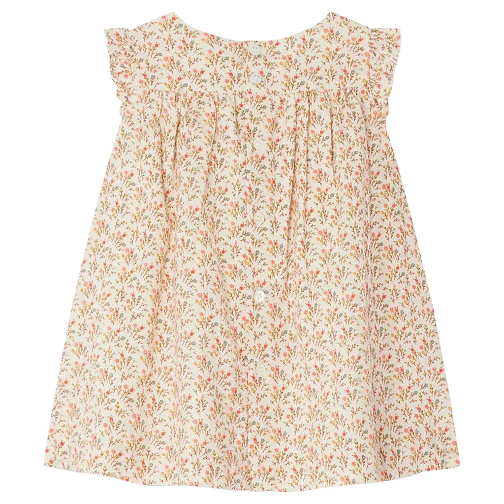 Bonpoint Baby Clothibis Dress Beige Floral Print