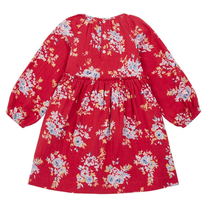 Bonton Child Fiona Dress Red Floral Print