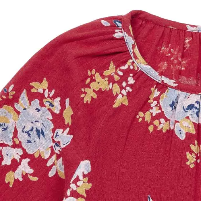 Bonton Child Fiona Dress Red Floral Print