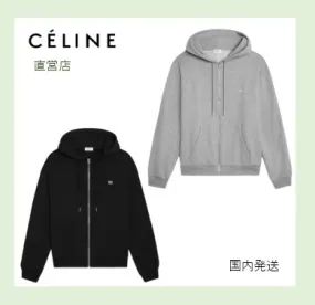 CELINE  |loose triomphe hoodie in cotton and cashmere