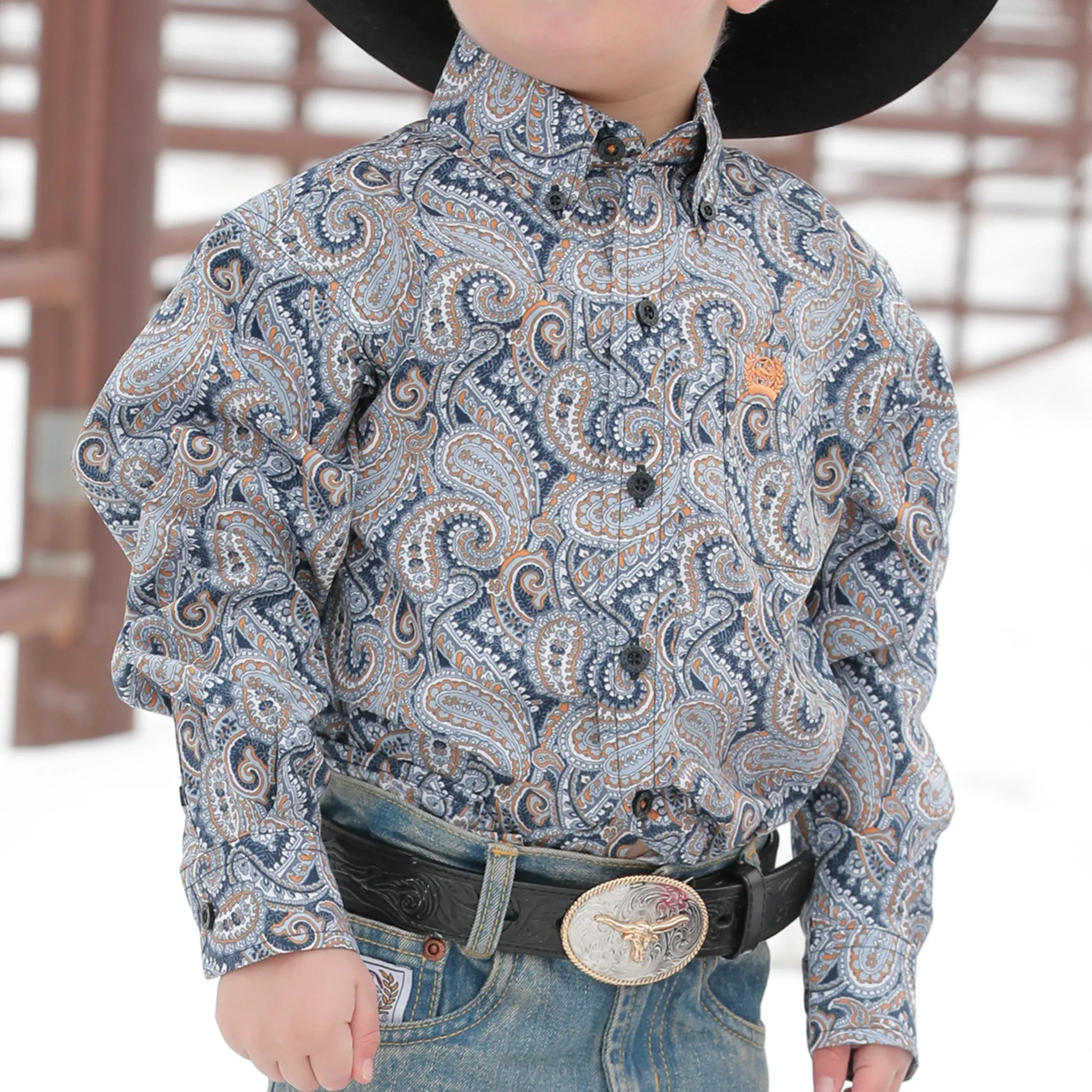 Cinch Toddler Navy Paisley Shirt