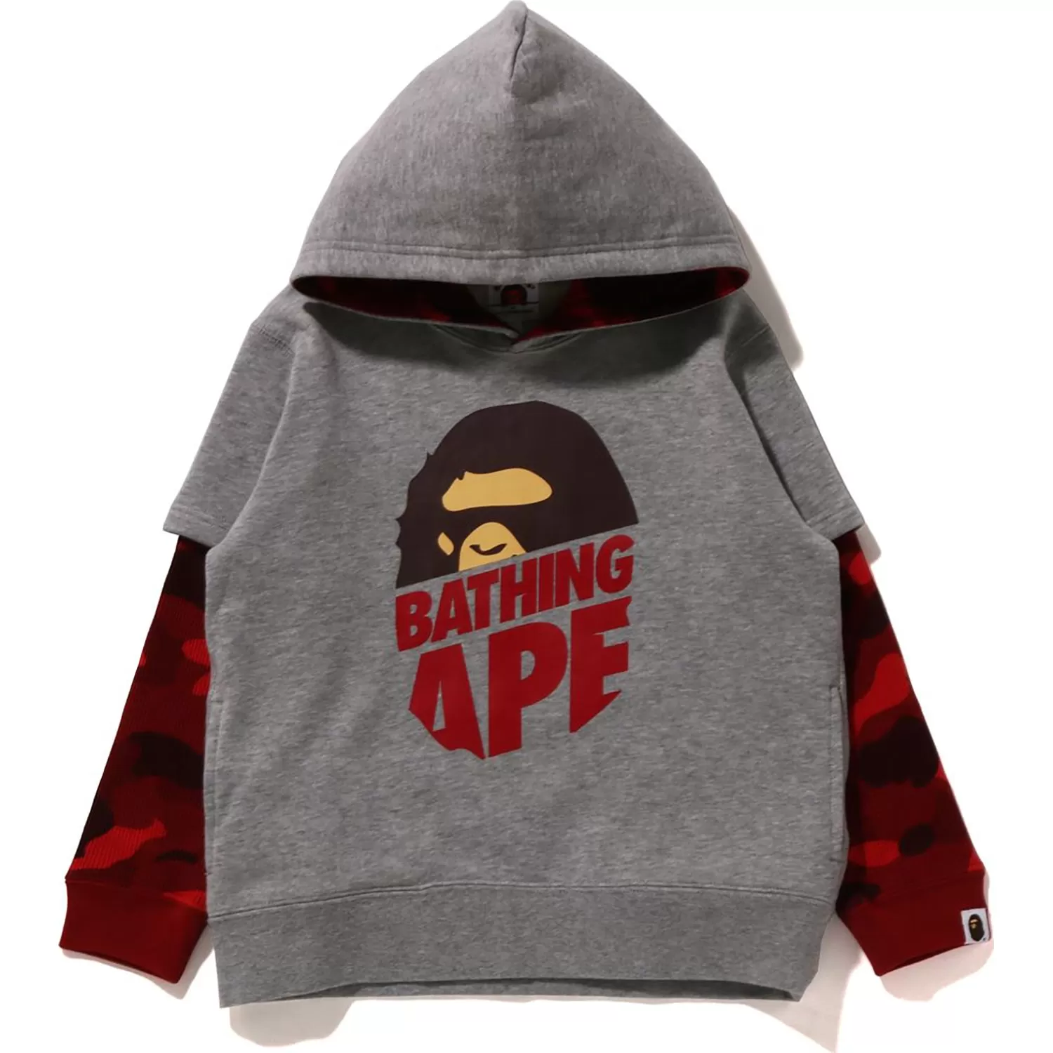 COLOR CAMO APE HEAD LAYERED PULLOVER HOODIE KIDS