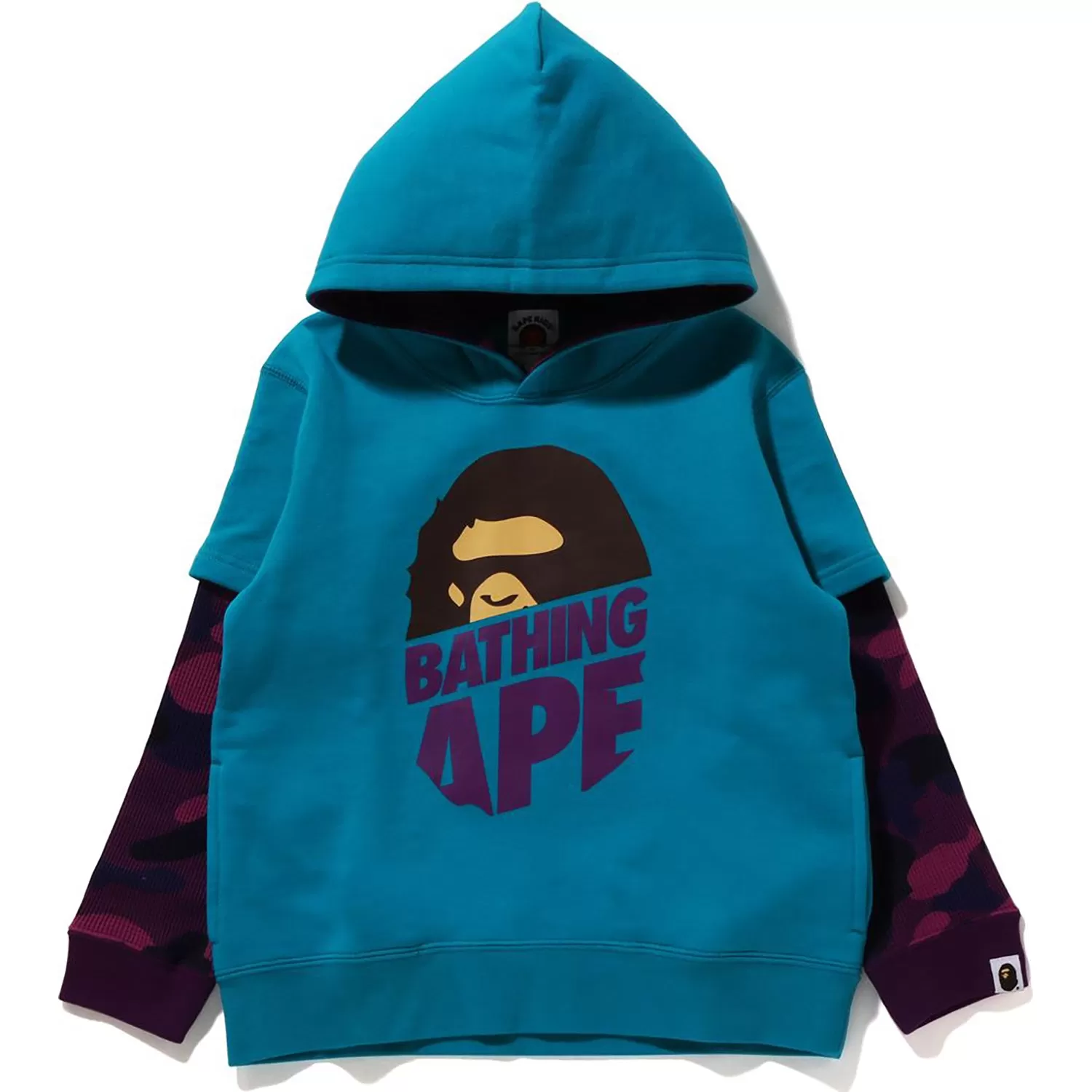 COLOR CAMO APE HEAD LAYERED PULLOVER HOODIE KIDS