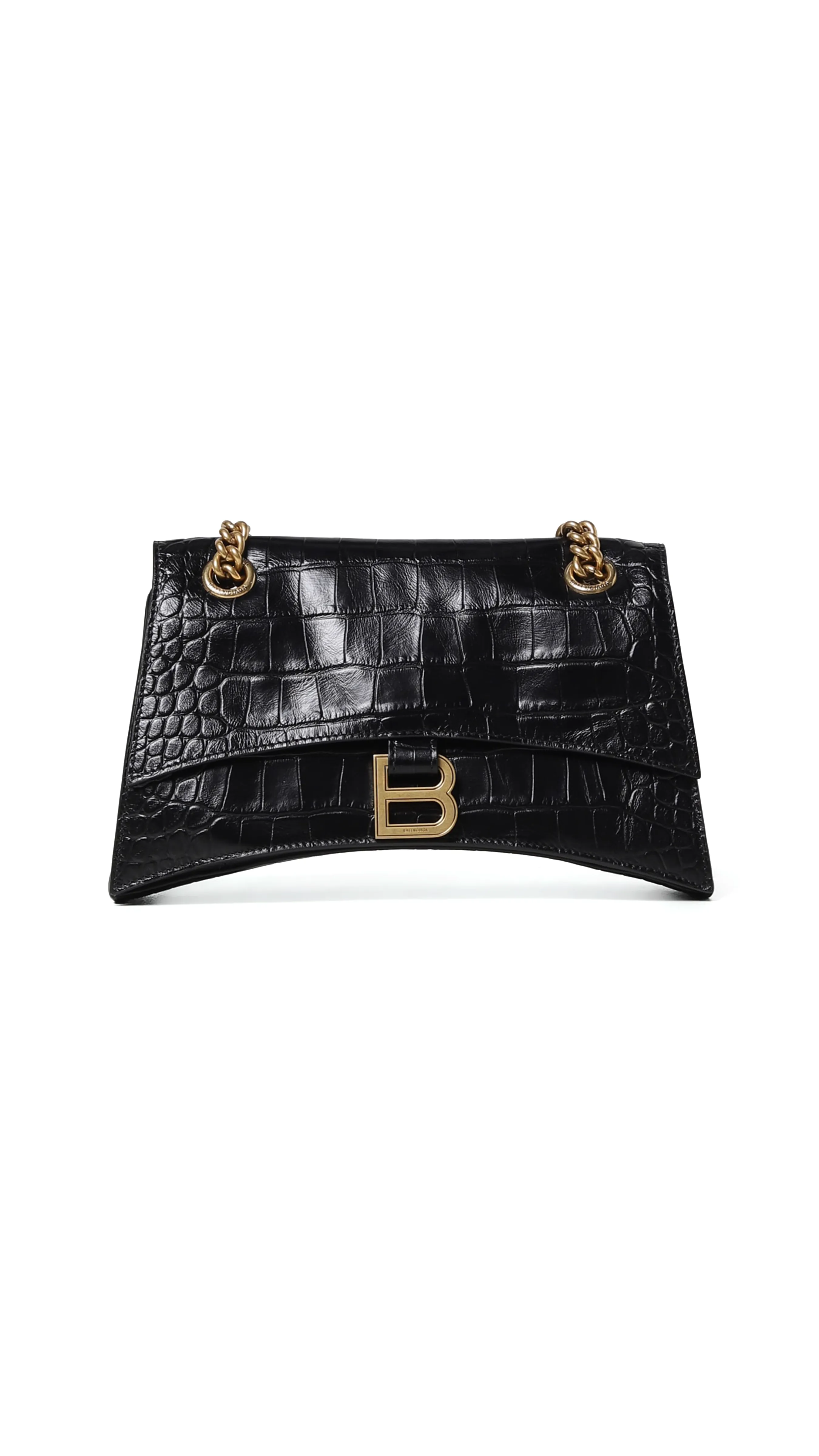 Crush Small Chain Bag Crocodile Embossed - Black