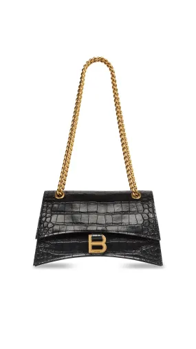 Crush Small Chain Bag Crocodile Embossed - Black