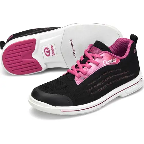 Dexter Womens DexLite Knit Black Pink Bowling Shoes