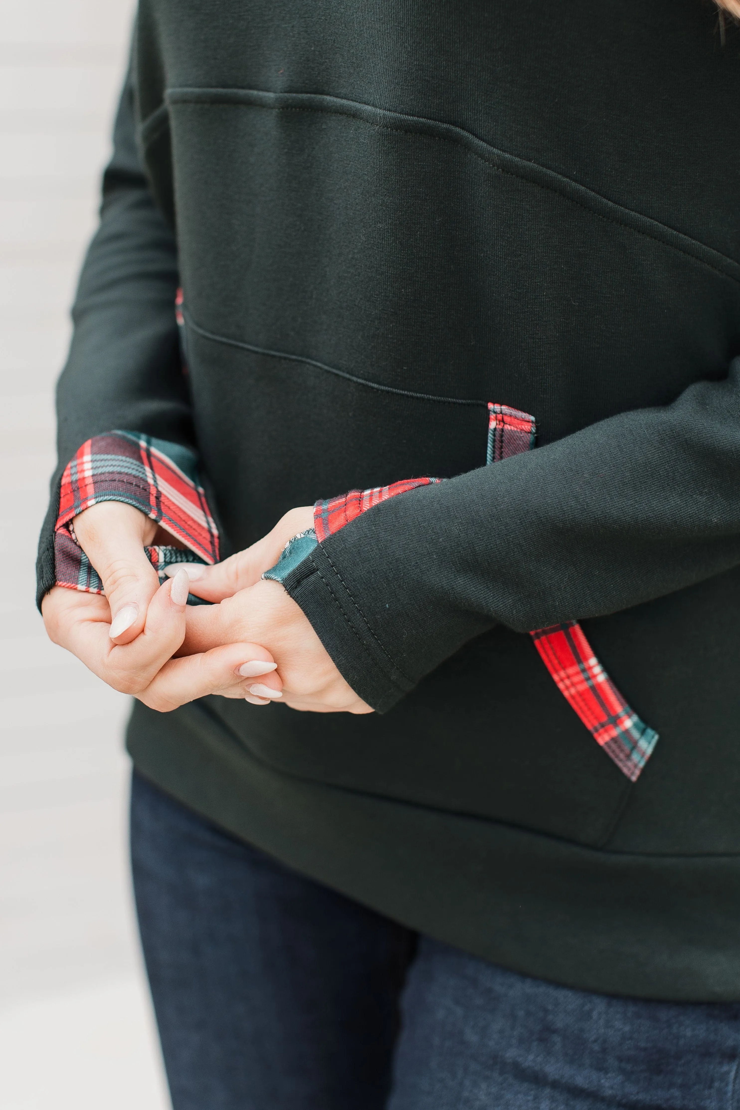 Easy To Love Quarter Zip Hoodie- Hunter Green