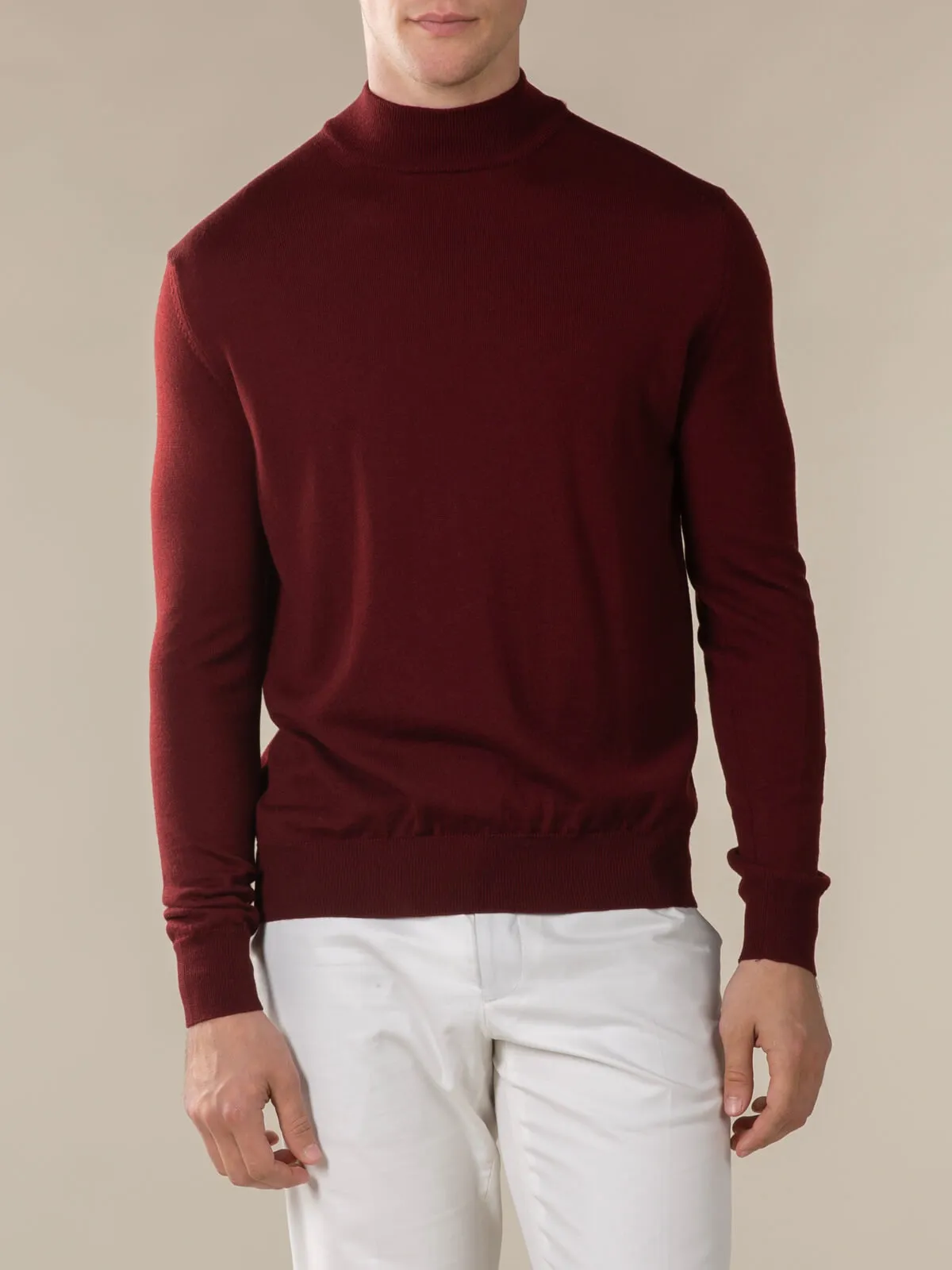 Extrafine Merino Mockneck Burgundy