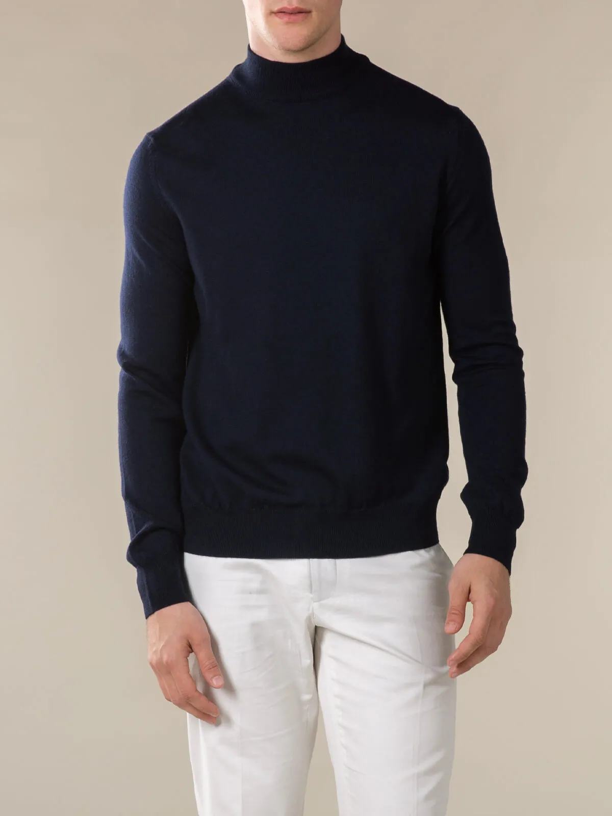 Extrafine Merino Mockneck Navy