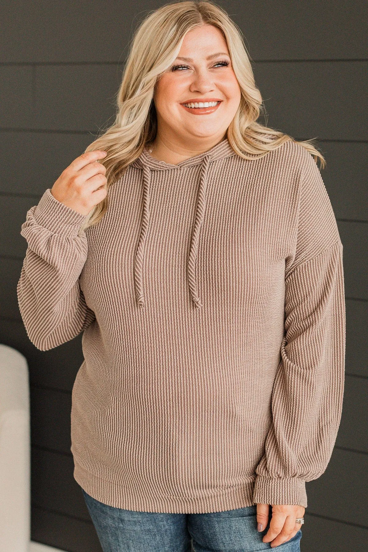 Feeling Radiant Hooded Knit Top- Mocha