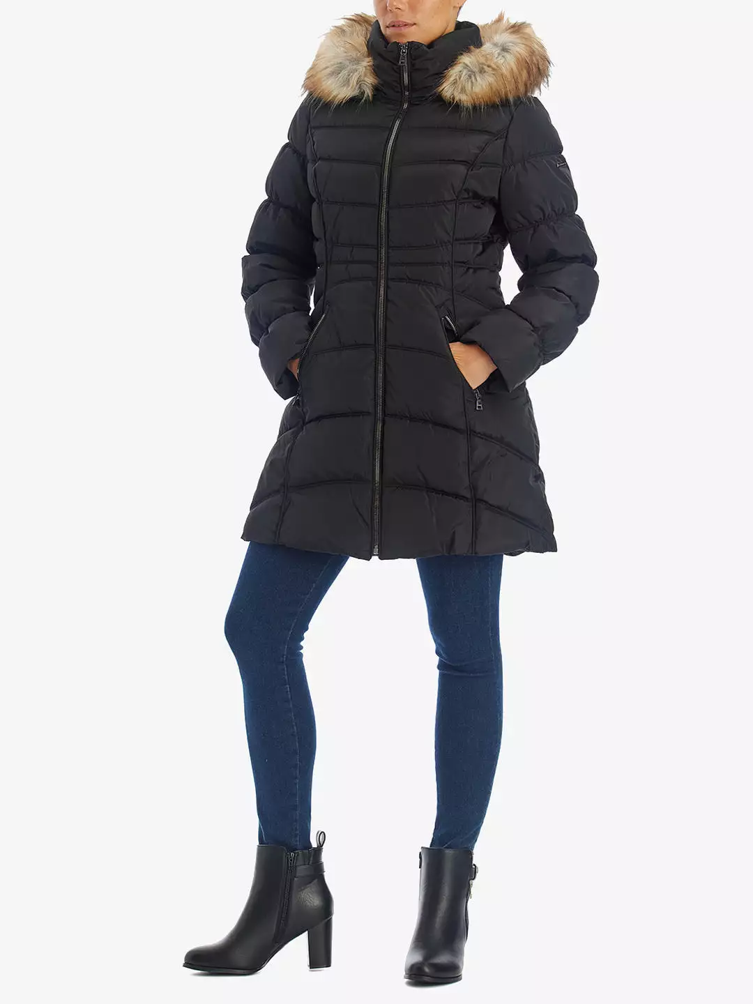 Fur Collar Hooded Puffer Coat