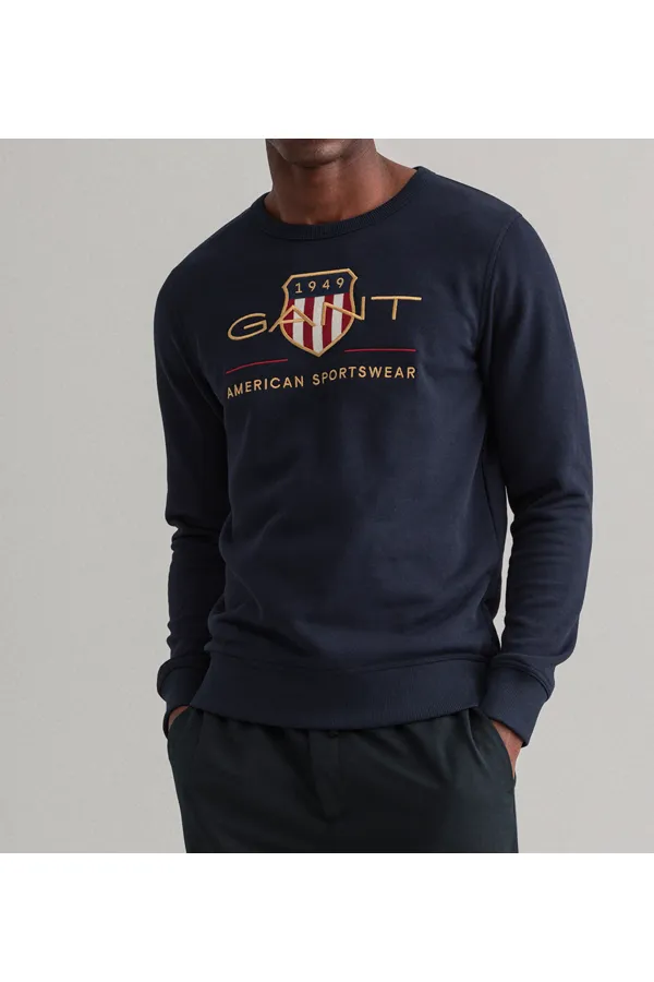 GANT Gold Shield Crew Sweatshirt Navy