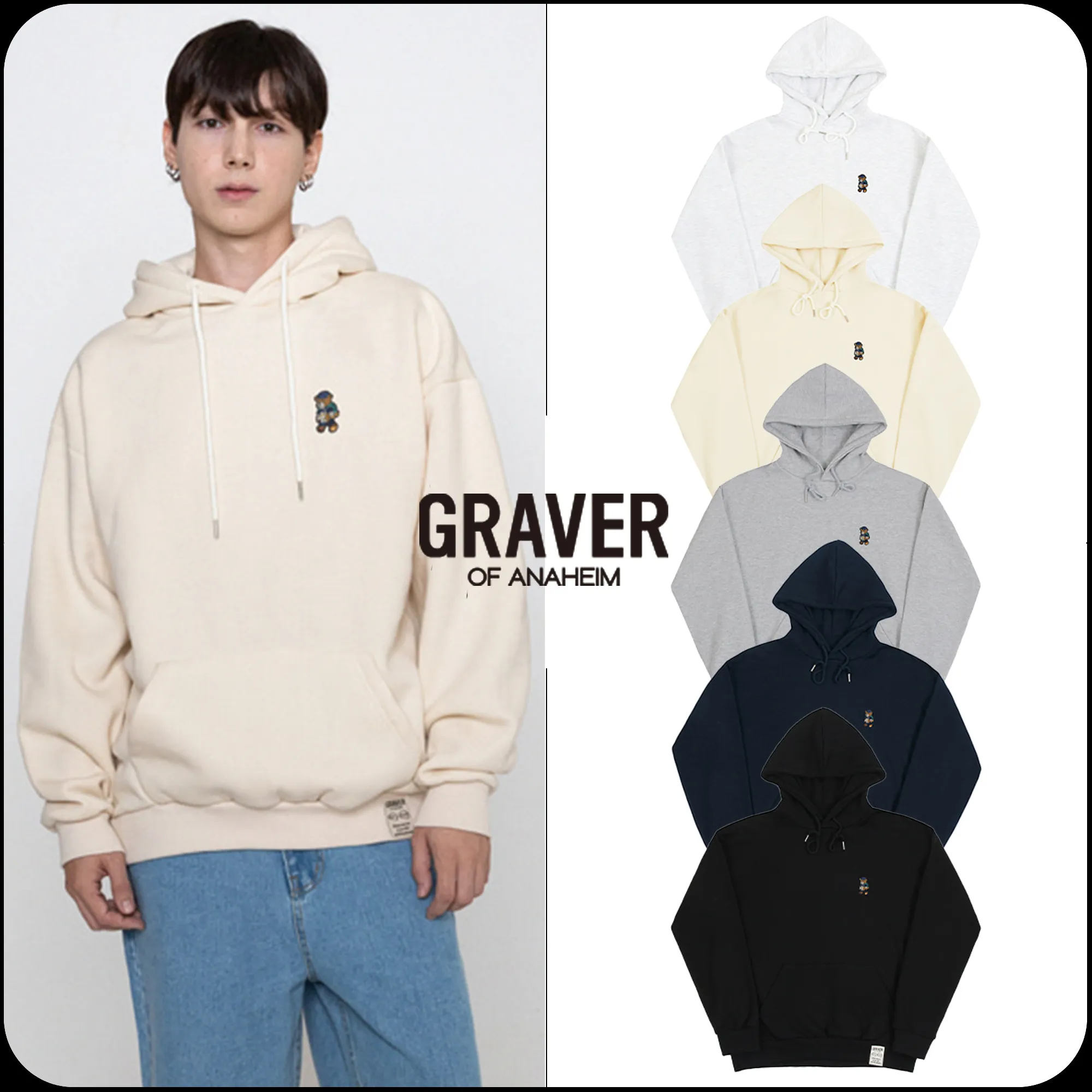 GRAVER  |[GRAVER]★DAISY BOUQUET BEAR EMBROIDERY HOODIE