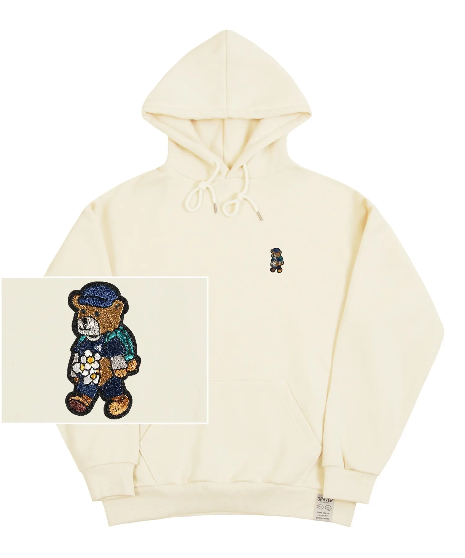 GRAVER  |[GRAVER]★DAISY BOUQUET BEAR EMBROIDERY HOODIE