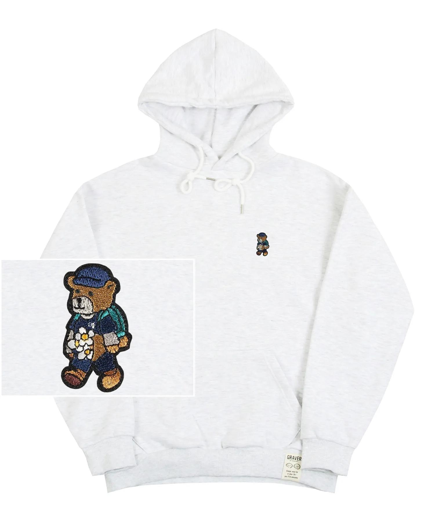 GRAVER  |[GRAVER]★DAISY BOUQUET BEAR EMBROIDERY HOODIE