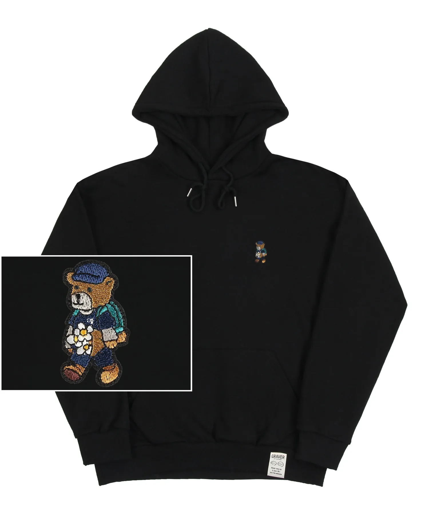 GRAVER  |[GRAVER]★DAISY BOUQUET BEAR EMBROIDERY HOODIE