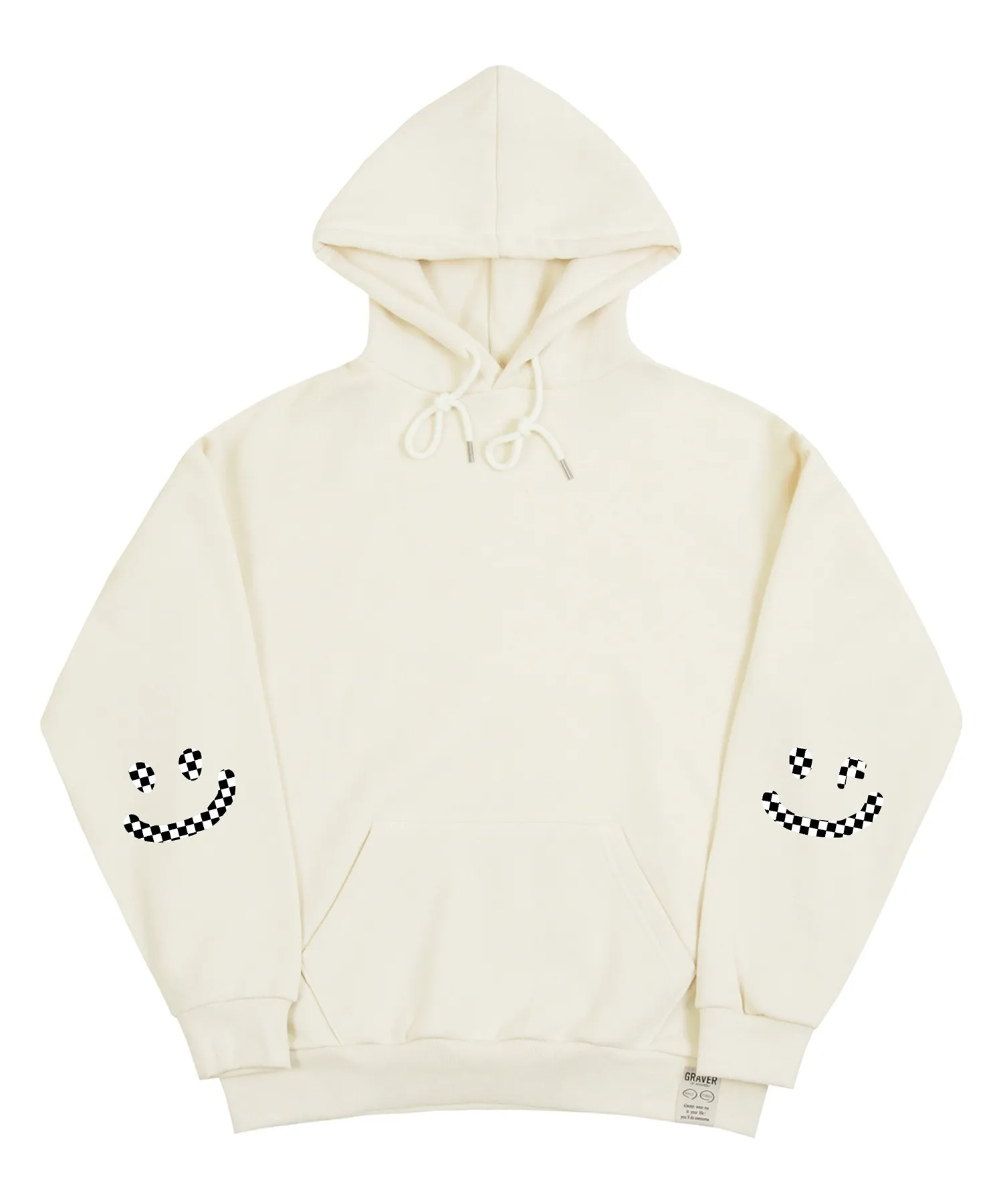 GRAVER  |[GRAVER]★ELBOW CHECKERBOARD DRAWING SMILE HOODIE