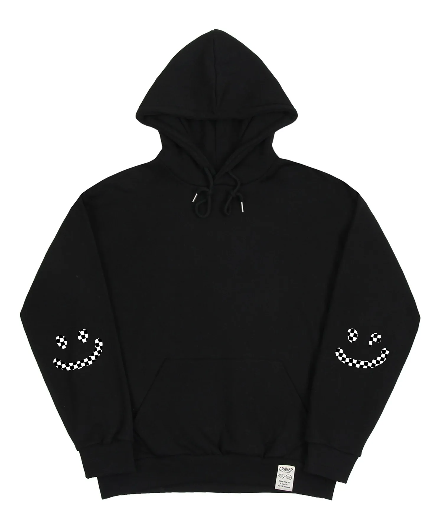 GRAVER  |[GRAVER]★ELBOW CHECKERBOARD DRAWING SMILE HOODIE