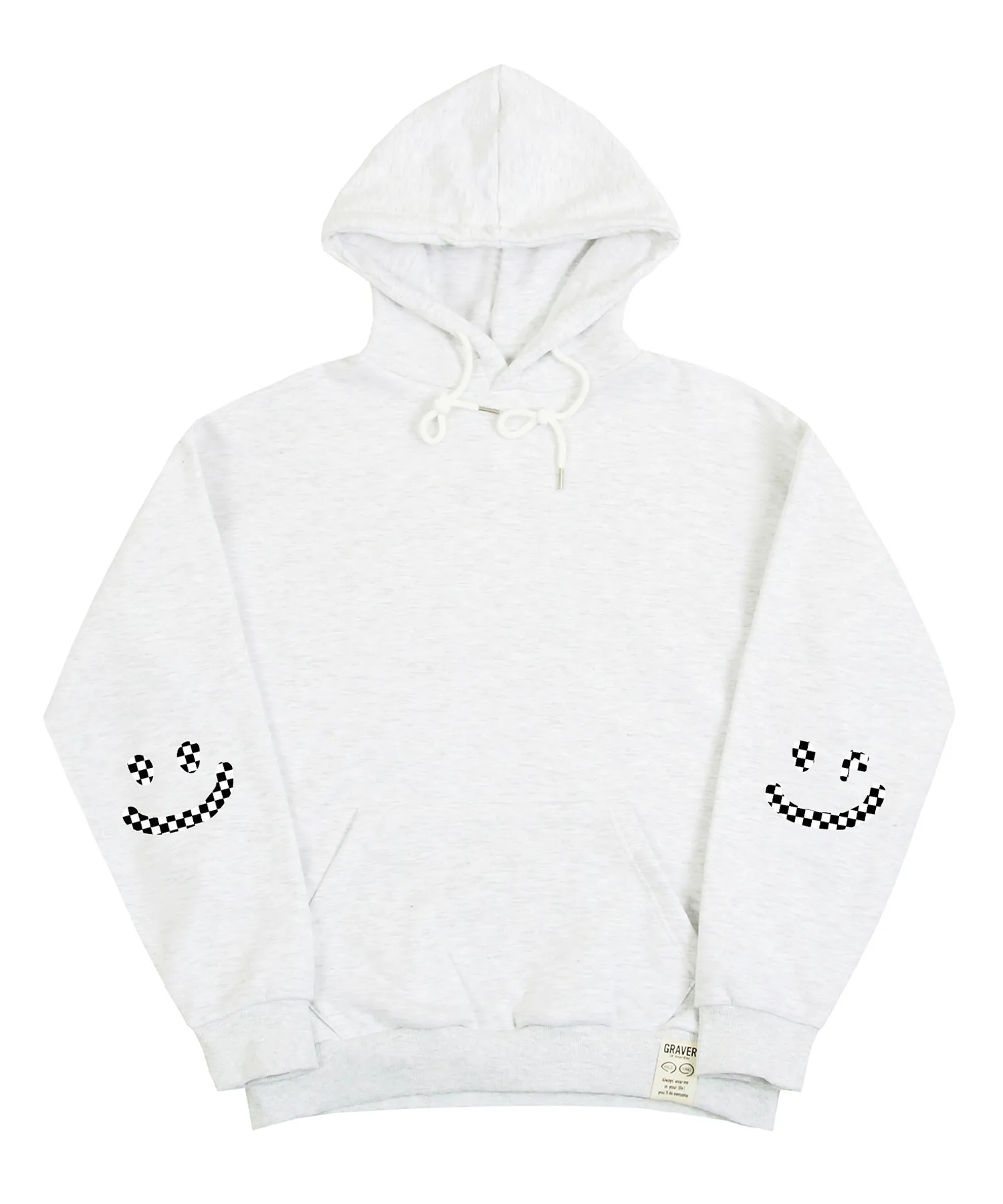 GRAVER  |[GRAVER]★ELBOW CHECKERBOARD DRAWING SMILE HOODIE