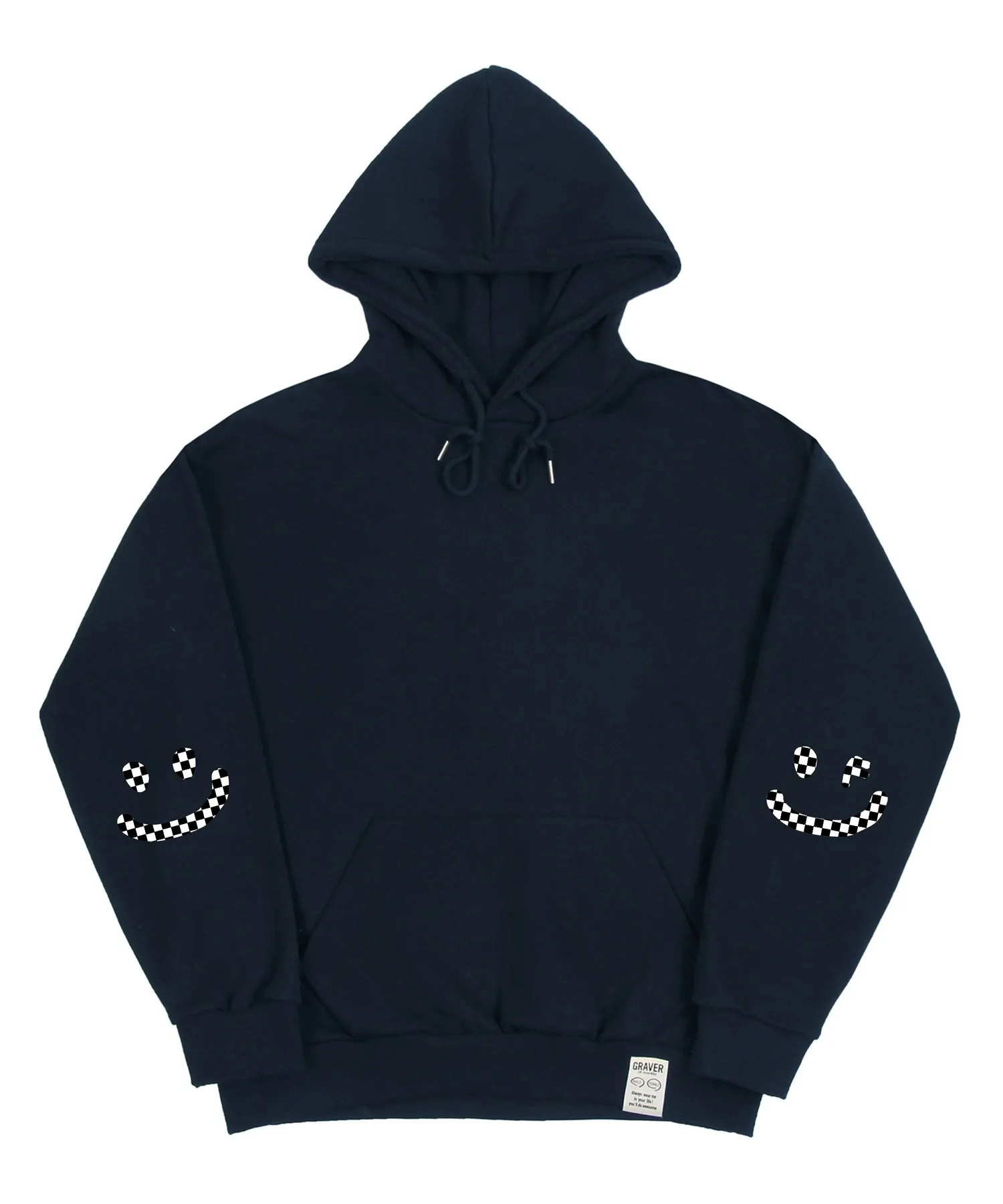 GRAVER  |[GRAVER]★ELBOW CHECKERBOARD DRAWING SMILE HOODIE