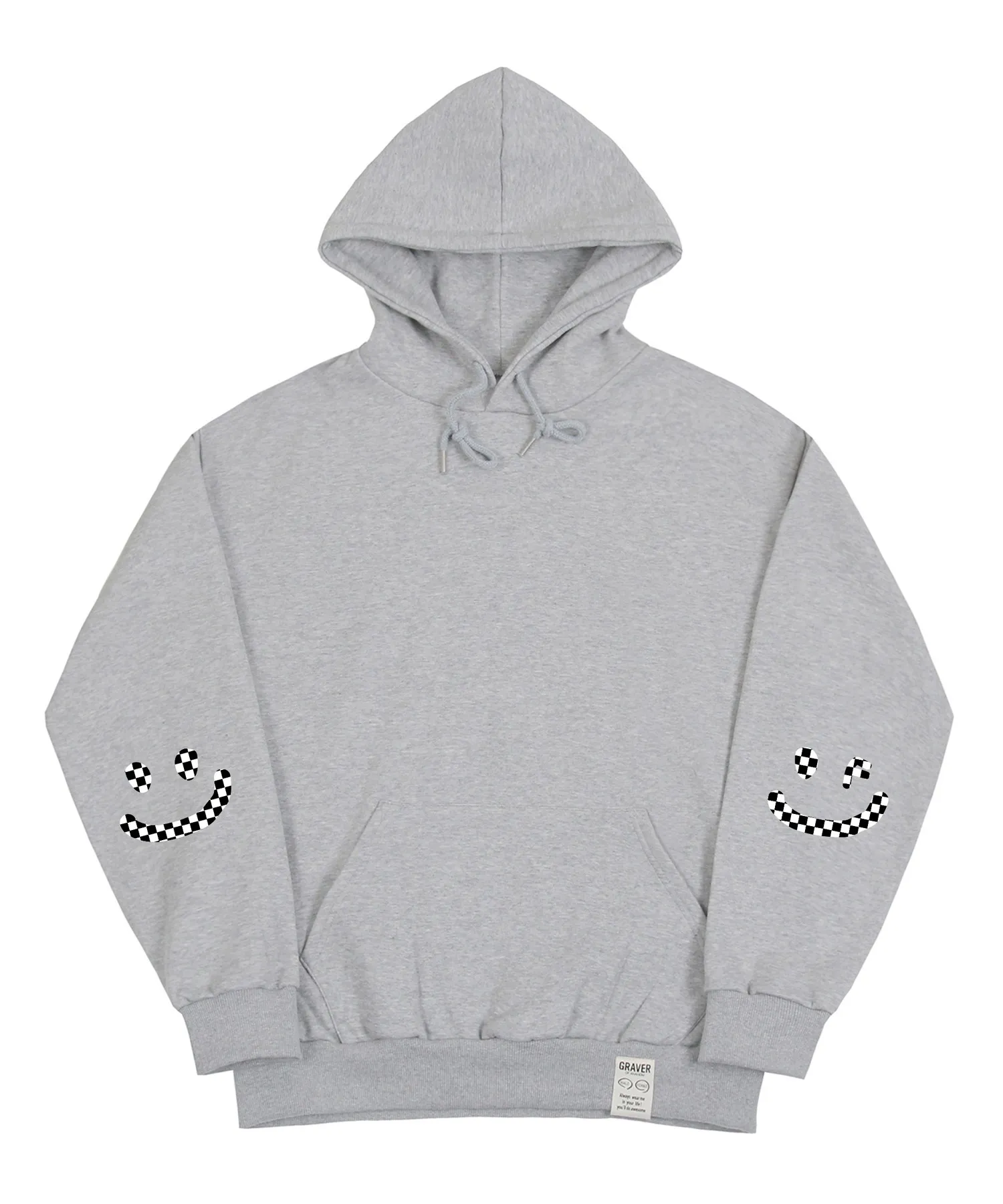 GRAVER  |[GRAVER]★ELBOW CHECKERBOARD DRAWING SMILE HOODIE