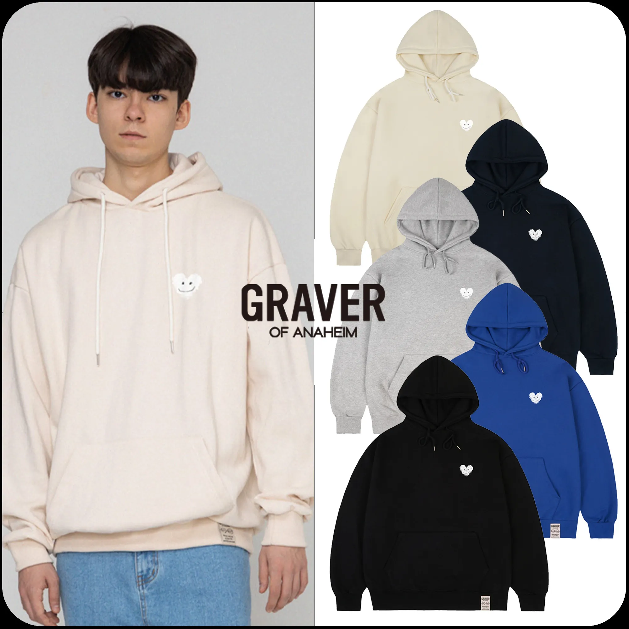 GRAVER  |[GRAVER]★SMALL CLOUD HEART SMILE HOODIE