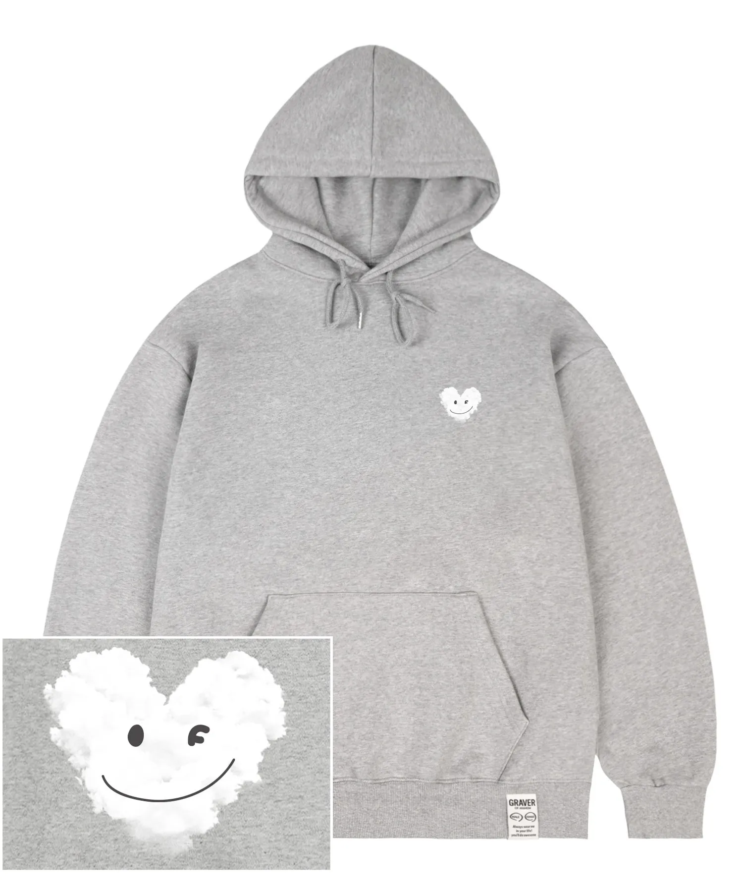 GRAVER  |[GRAVER]★SMALL CLOUD HEART SMILE HOODIE