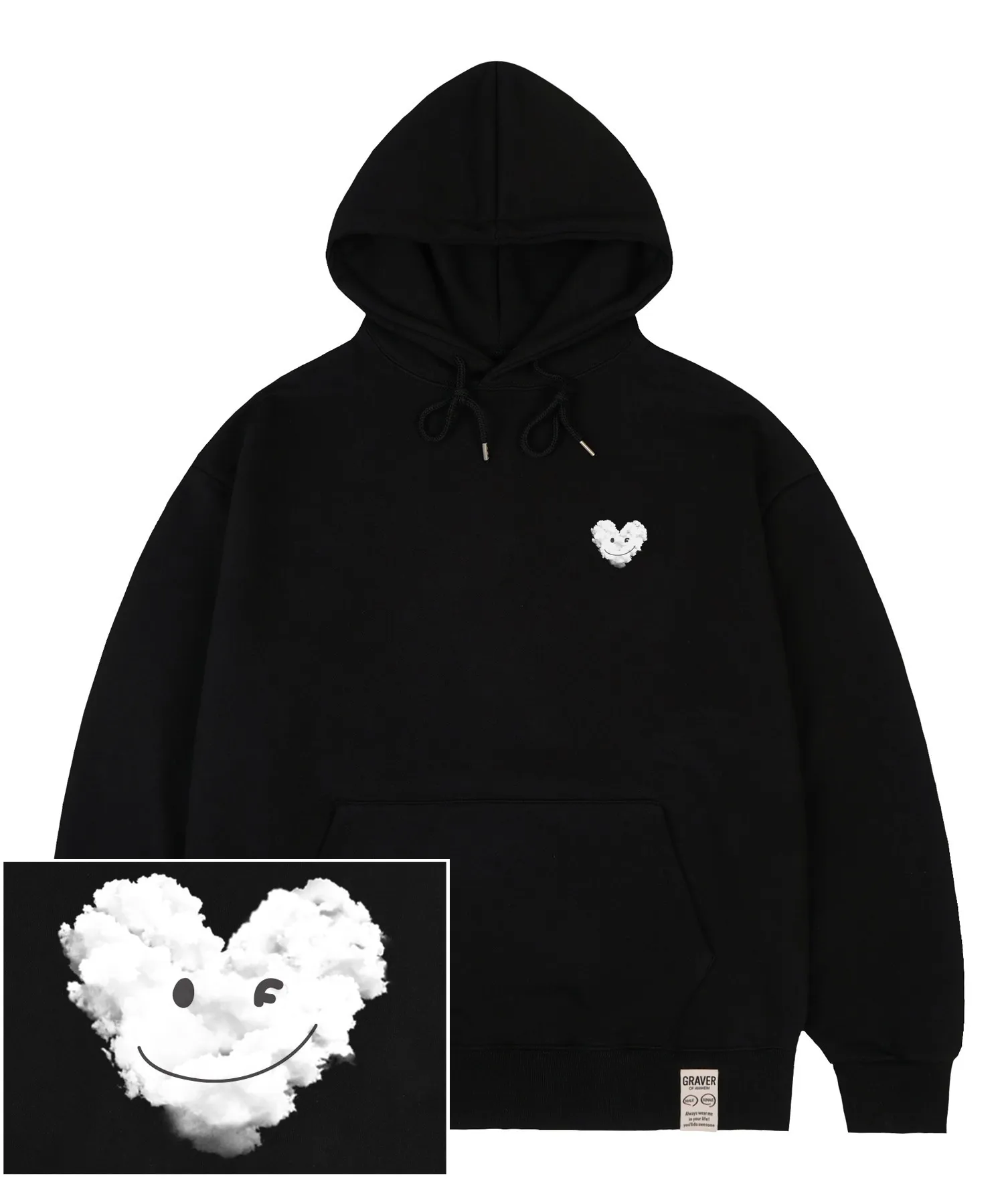 GRAVER  |[GRAVER]★SMALL CLOUD HEART SMILE HOODIE