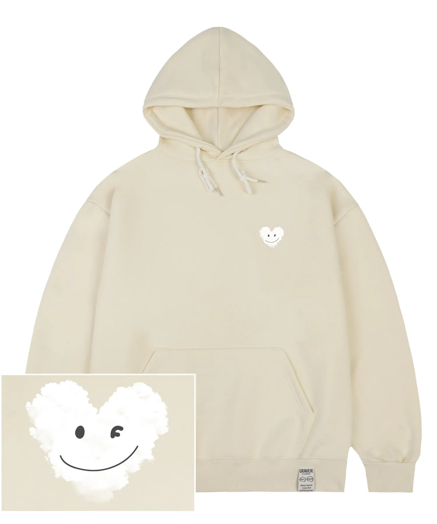 GRAVER  |[GRAVER]★SMALL CLOUD HEART SMILE HOODIE