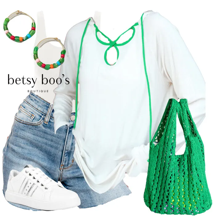 Green Clover Cut Out Terry Hoodie Set STS