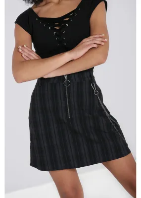 Hell Bunny Storm 80's Short Skirt Gray