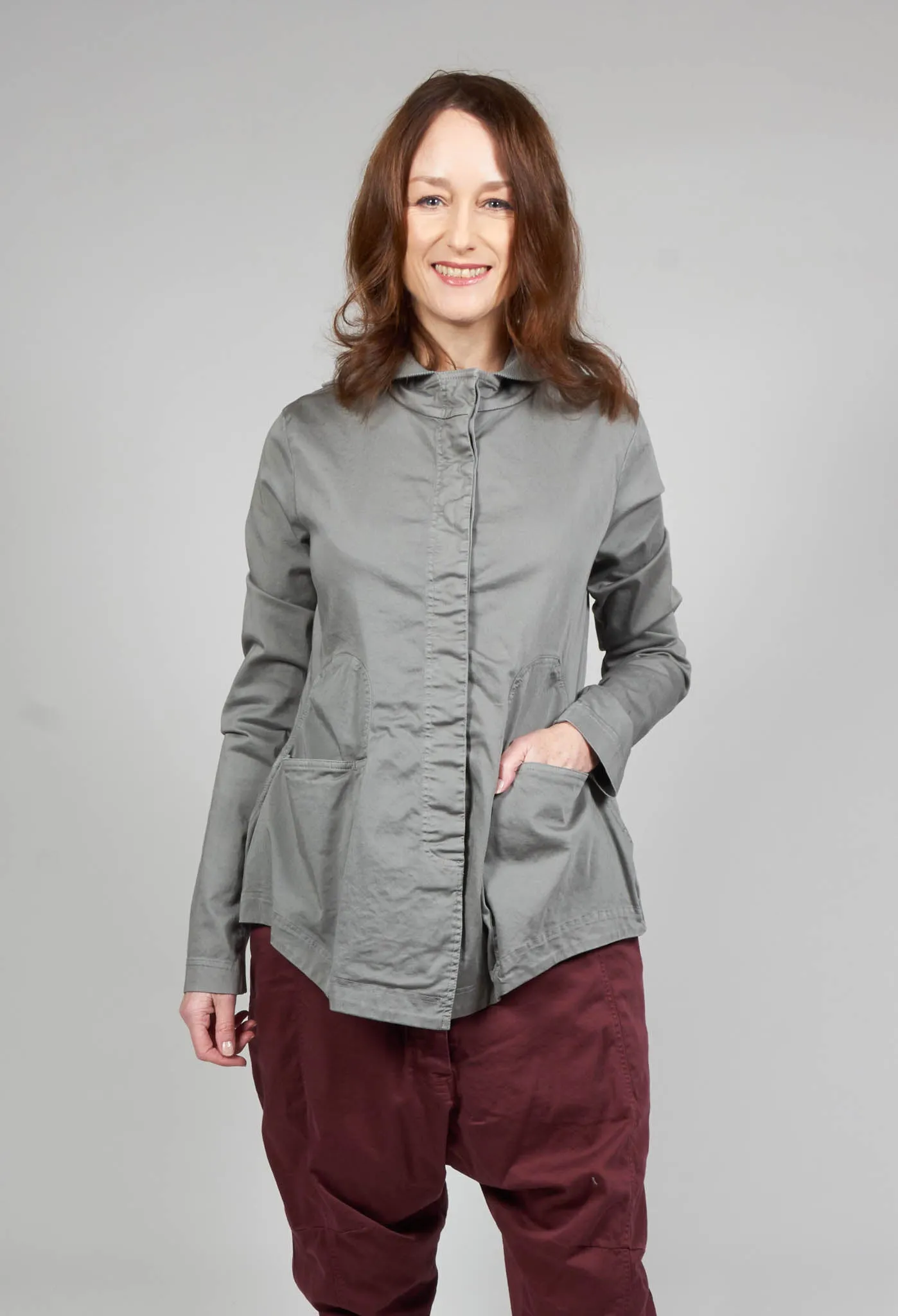 Hooded Long Sleeved Jacket in Grey