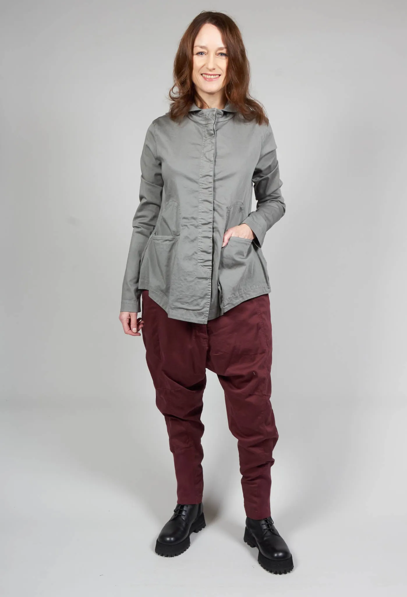 Hooded Long Sleeved Jacket in Grey