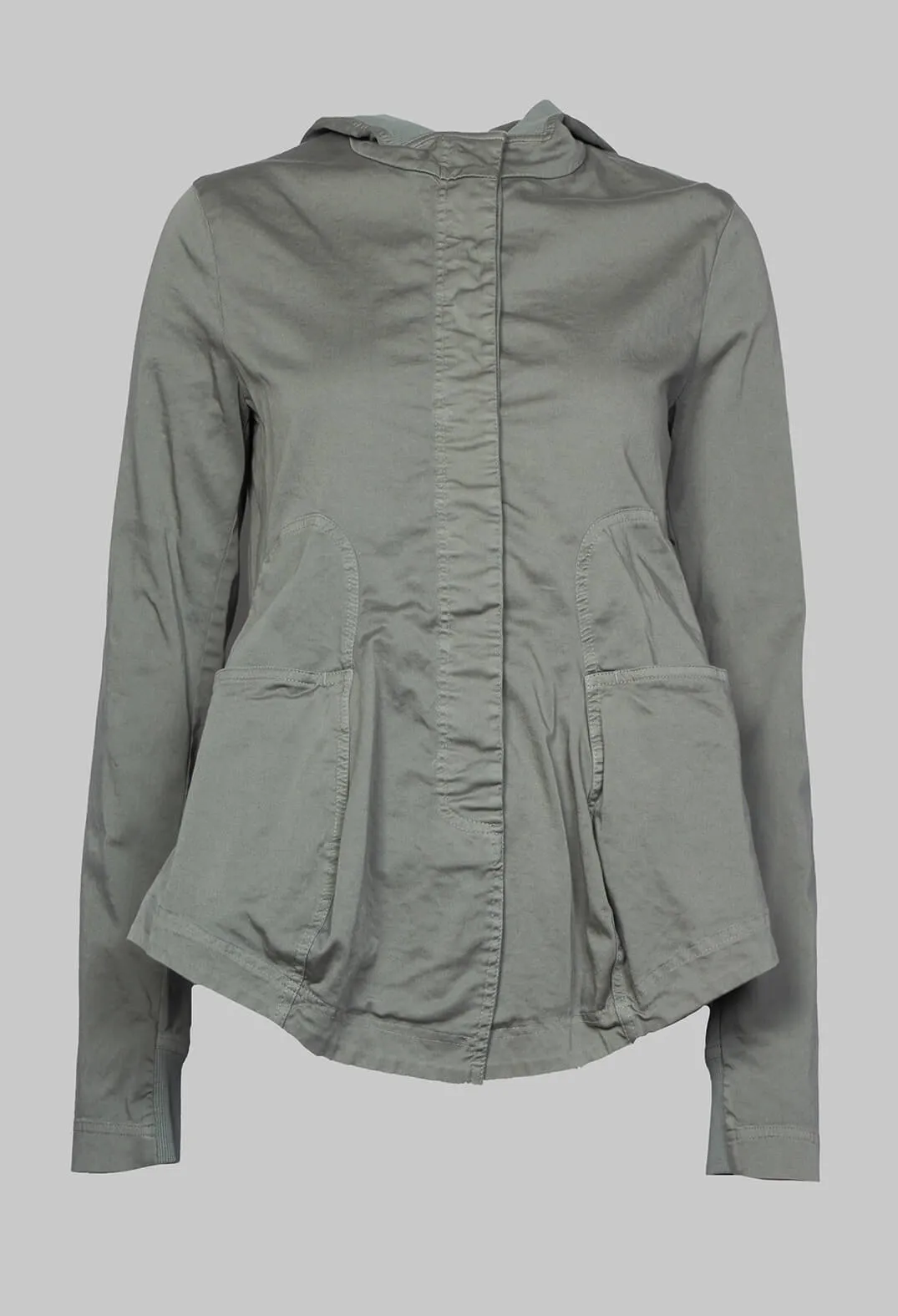 Hooded Long Sleeved Jacket in Grey